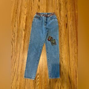 VTG 90s Limited Jeans 10 Patchwork High Rise Straight Leg Medieval Silk floral